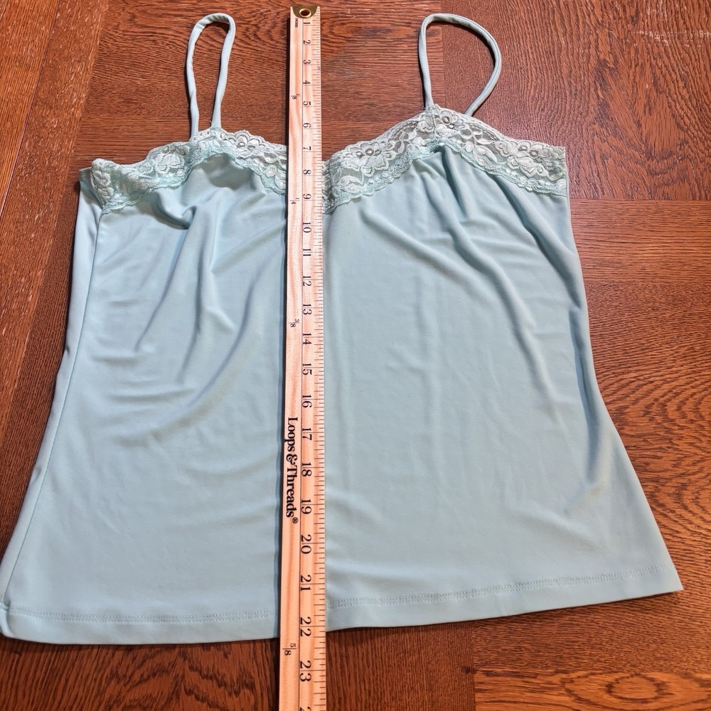 Vintage Y2K Lace Trim Cami Womens Medium 90s Layering Carducci USA Made Coquette - Picture 5 of 8